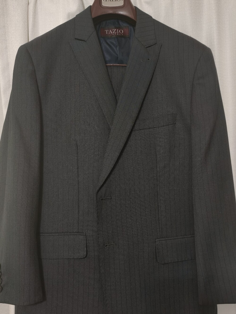 Men's Dark Charcoal 3 Piece Pinstripe Suit